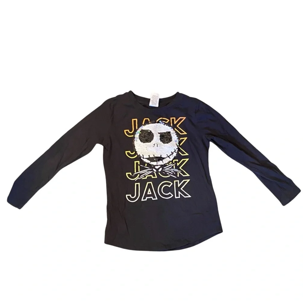 Girls Jack Skellington long sleeves shirt reverse sequins. Size L (10/12)